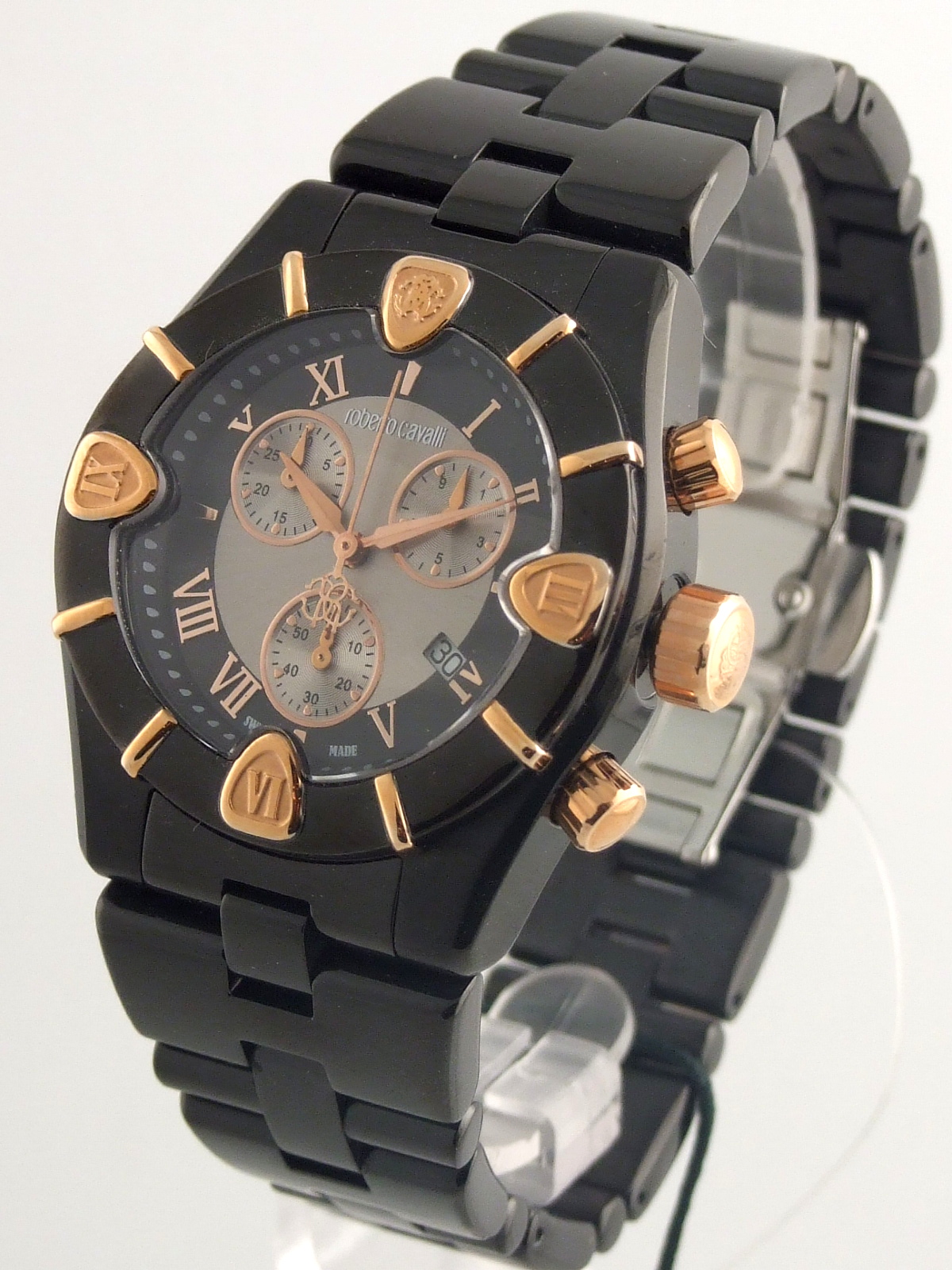 ROBERTO CAVALLI DIAMOND TIME CHRONOGRAPH BLACK PVD MEN