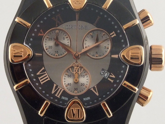 ROBERTO CAVALLI DIAMOND TIME CHRONOGRAPH BLACK PVD MEN display picture 3