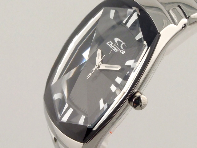 Montre Femme Chronotech Prisma - Bracelet Cuir Noir - Boîtier Acier Rectangulaire 42x52mm - Quartz Japonais